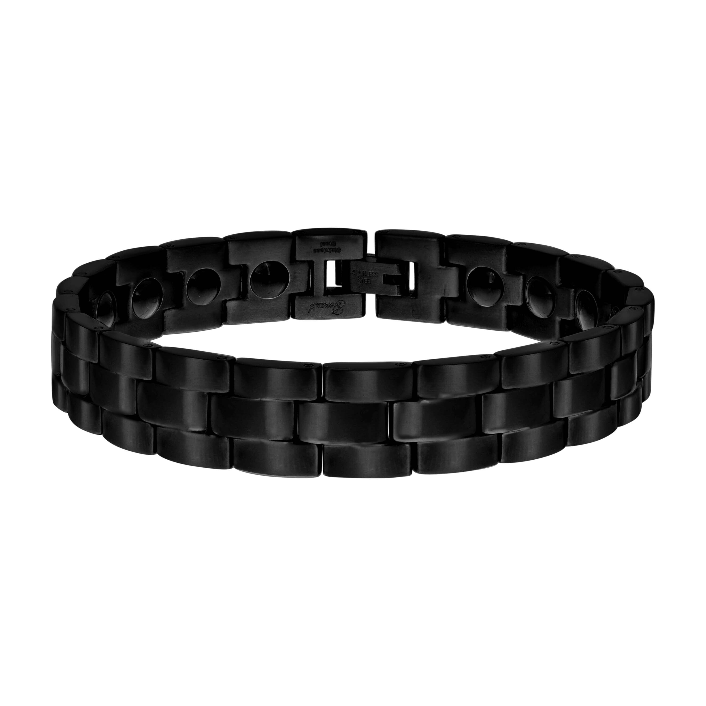 Stainless Steel Black-Tone Mens Fashion Bracelet Size 85 Inches 45$